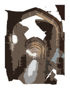 A fragmented image of the Old Quad at the University of Melbourne